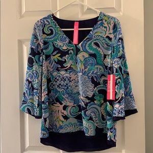 NWT lilly pultizer reversible 3/4 blouse -s